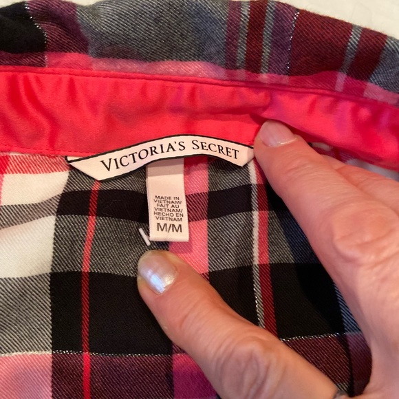 🛍️Victoria's Secret Pink Plaid Long Sleeve PJ Top, sz M - Picture 5 of 6